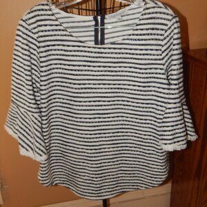 Ladies Green Envelope Blouse - Top - Shirt  Size M   Striped Design